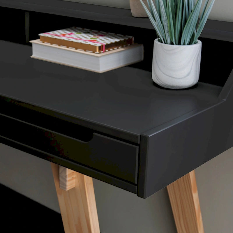 Bureau d'écriture à deux tiroirs | Bureau compact pour la maison avec rangement, style moderne