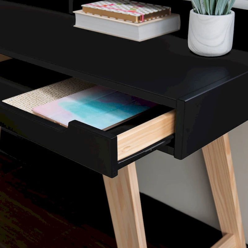 Bureau d'écriture à deux tiroirs | Bureau compact pour la maison avec rangement, style moderne