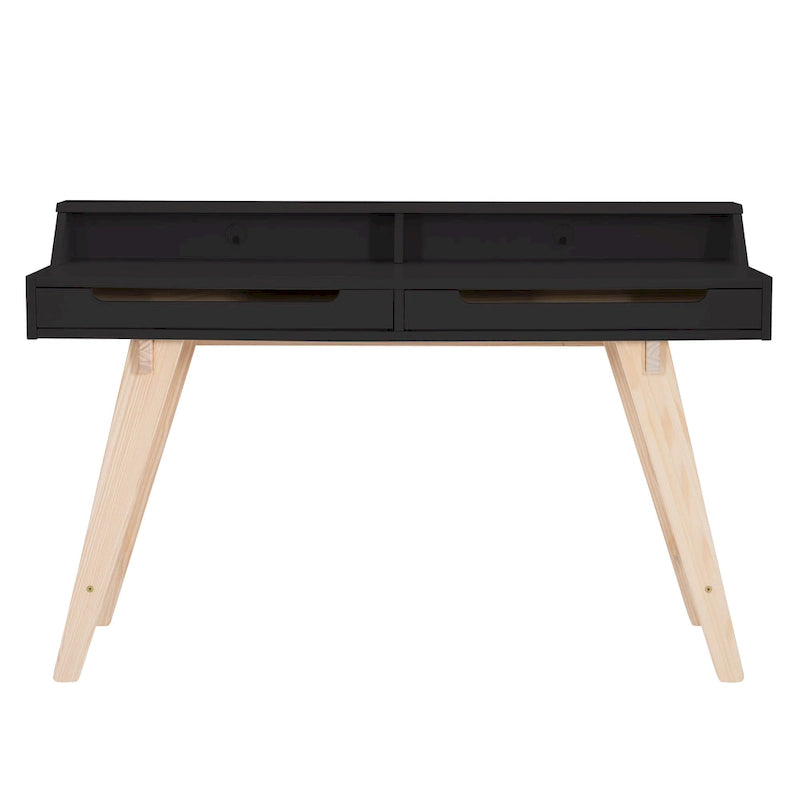 Bureau d'écriture à deux tiroirs | Bureau compact pour la maison avec rangement, style moderne