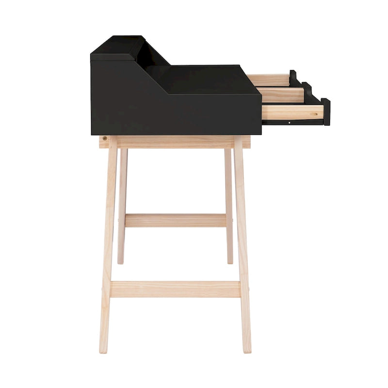 Bureau d'écriture à deux tiroirs | Bureau compact pour la maison avec rangement, style moderne