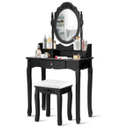 Coiffeuse et tabouret de maquillage miroir | Cadre en bois, noir ou blanc