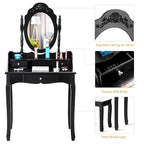 Coiffeuse et tabouret de maquillage miroir | Cadre en bois, noir ou blanc