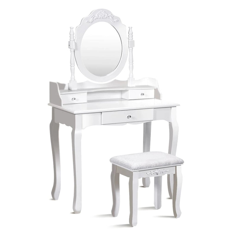 Coiffeuse et tabouret de maquillage miroir | Cadre en bois, noir ou blanc