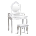 Coiffeuse et tabouret de maquillage miroir | Cadre en bois, noir ou blanc