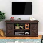 Meuble TV de ferme moderne avec porte coulissante | 2 étagères, convient aux téléviseurs de 43" à 65"