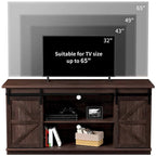 Meuble TV de ferme moderne avec porte coulissante | 2 étagères, convient aux téléviseurs de 43" à 65"