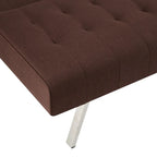Canapé-lit futon capitonné du milieu du siècle avec dossier divisé et pieds chromés