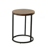 Table d'appoint ronde 18" | Finition Châtaigne, Style Industriel, Table d'appoint pour Salon