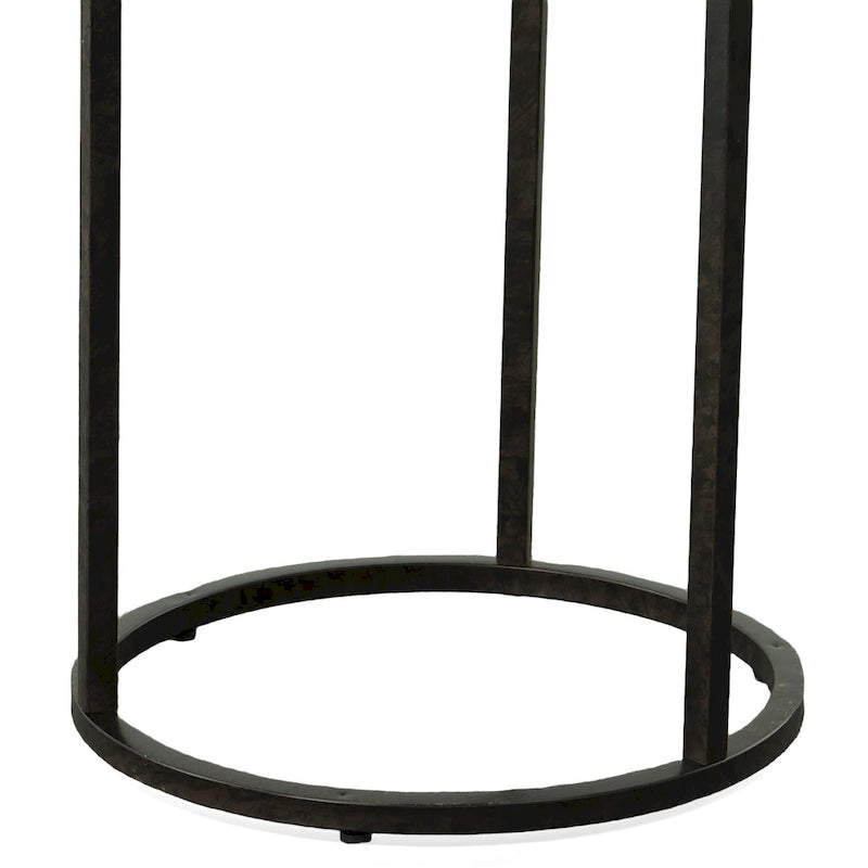 Table d'appoint ronde 18" | Finition Châtaigne, Style Industriel, Table d'appoint pour Salon