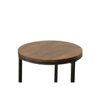 Table d'appoint ronde 18" | Finition Châtaigne, Style Industriel, Table d'appoint pour Salon