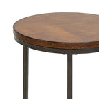 Table d'appoint ronde 18" | Finition Châtaigne, Style Industriel, Table d'appoint pour Salon