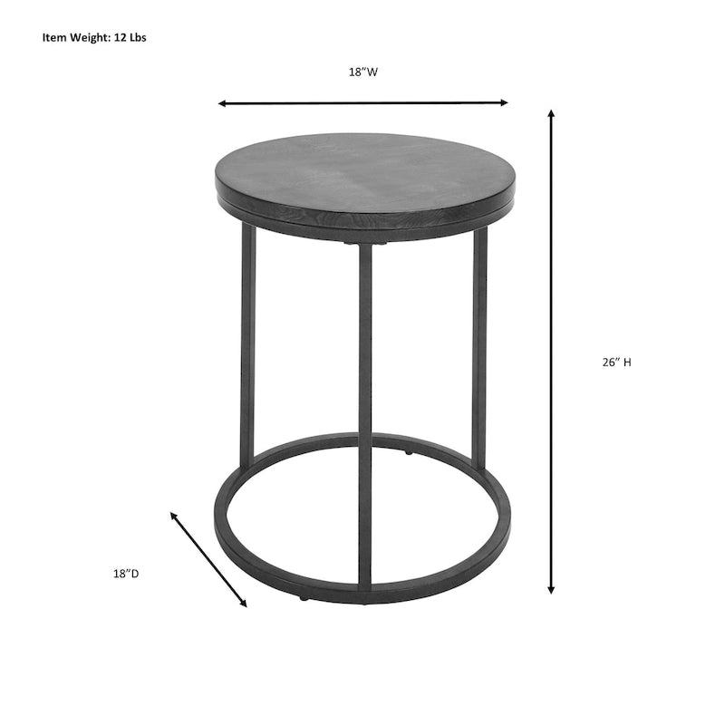 Table d'appoint ronde 18" | Finition Châtaigne, Style Industriel, Table d'appoint pour Salon