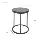 Table d'appoint ronde 18" | Finition Châtaigne, Style Industriel, Table d'appoint pour Salon