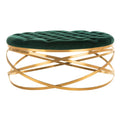 Ottoman en velours capitonné | Repose-pieds rond, touche glamour pour le salon, plusieurs coloris