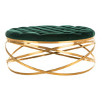 Ottoman en velours capitonné | Repose-pieds rond, touche glamour pour le salon, plusieurs coloris