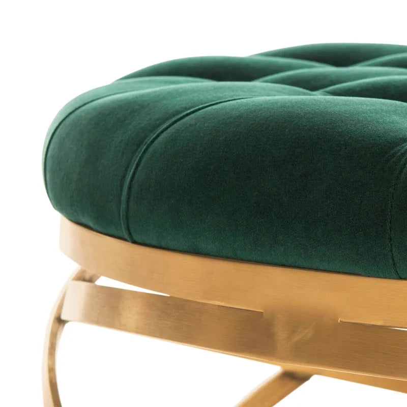 Ottoman en velours capitonné | Repose-pieds rond, touche glamour pour le salon, plusieurs coloris
