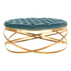 Ottoman en velours capitonné | Repose-pieds rond, touche glamour pour le salon, plusieurs coloris