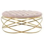 Ottoman en velours capitonné | Repose-pieds rond, touche glamour pour le salon, plusieurs coloris