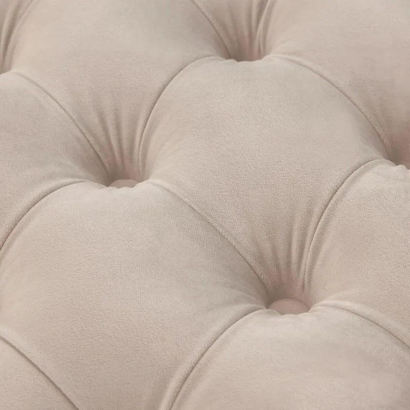 Ottoman en velours capitonné | Repose-pieds rond, touche glamour pour le salon, plusieurs coloris
