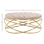 Ottoman en velours capitonné | Repose-pieds rond, touche glamour pour le salon, plusieurs coloris