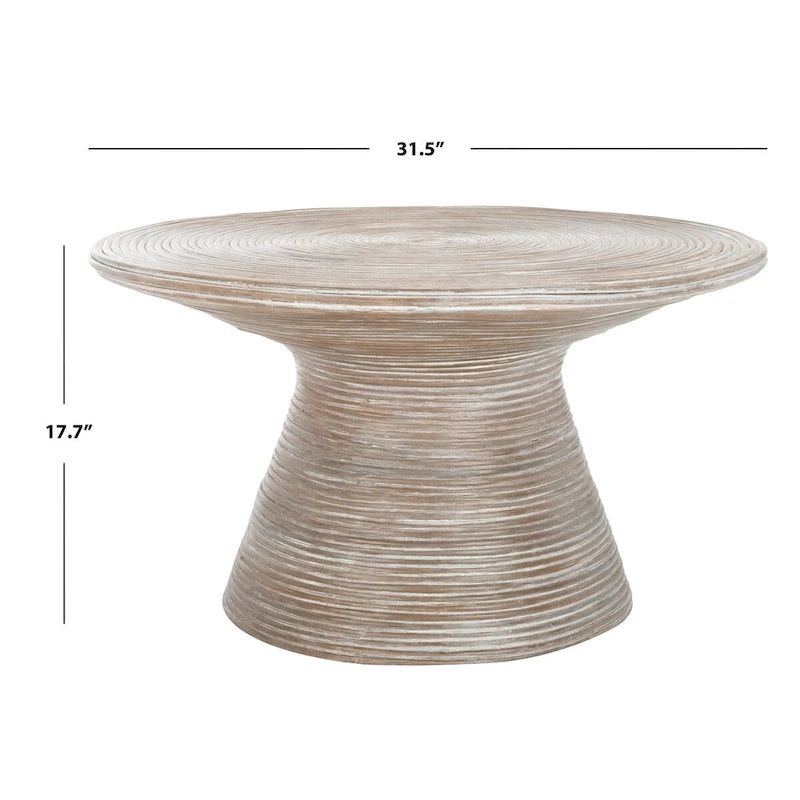 Table basse ronde piédestal en métal | 81 cm de diamètre, finition or glamour, salon
