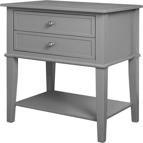 2-Drawer Black Accent Nightstand | Bedside End Table, Bedroom Storage, Modern Style