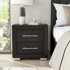 Ensemble de chambre King 6 pièces moderne en bois massif noir | Tiroirs doublés de cèdre, ensemble complet