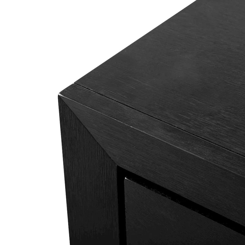 Ensemble de chambre King 6 pièces moderne en bois massif noir | Tiroirs doublés de cèdre, ensemble complet