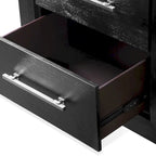 Ensemble de chambre King 6 pièces moderne en bois massif noir | Tiroirs doublés de cèdre, ensemble complet