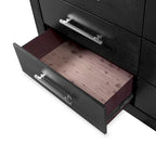 Ensemble de chambre King 6 pièces moderne en bois massif noir | Tiroirs doublés de cèdre, ensemble complet