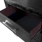 Ensemble de chambre King 6 pièces moderne en bois massif noir | Tiroirs doublés de cèdre, ensemble complet