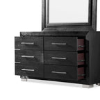 Ensemble de chambre King 6 pièces moderne en bois massif noir | Tiroirs doublés de cèdre, ensemble complet