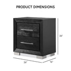 Ensemble de chambre King 6 pièces moderne en bois massif noir | Tiroirs doublés de cèdre, ensemble complet