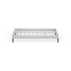 Lit plateforme queen en bois blanc | Pieds ronds évasés, sans sommier, chambre moderne