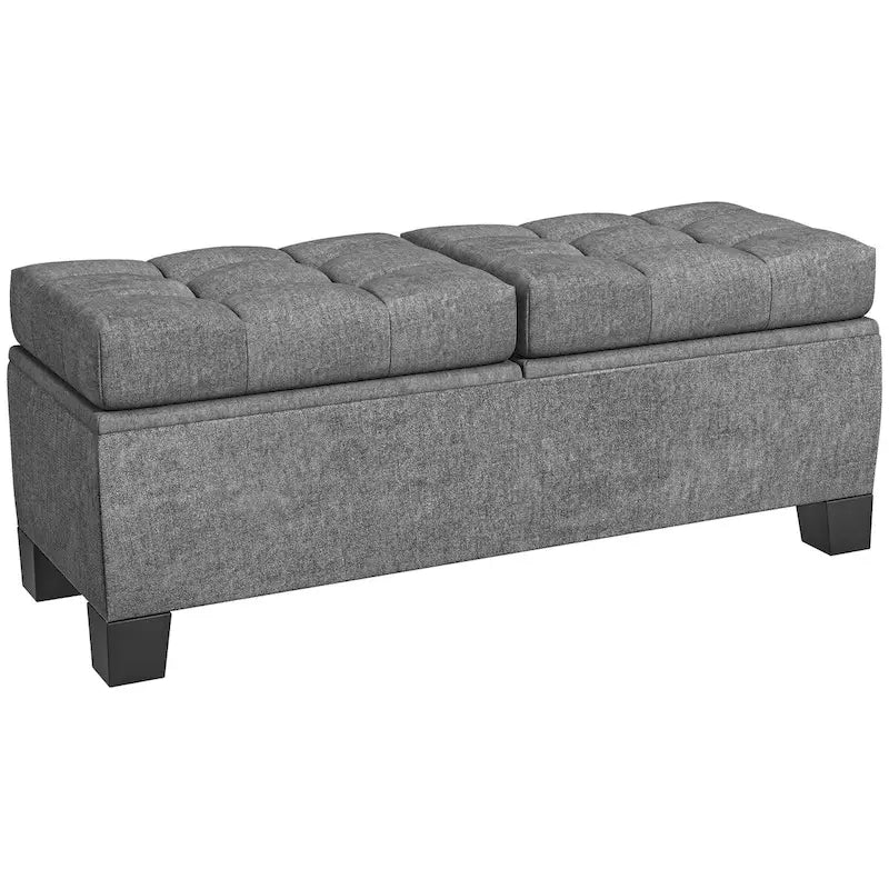Banc de rangement capitonné avec charnières de sécurité