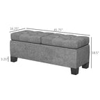 Banc de rangement capitonné avec charnières de sécurité