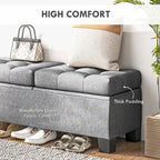 Banc de rangement capitonné avec charnières de sécurité