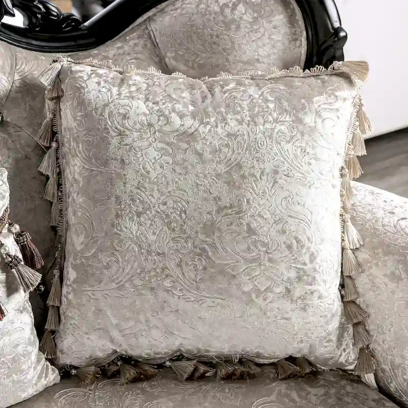 Causeuse 2 places capitonnée traditionnelle | Dossier à oreilles, accoudoirs roulés, tissu fleuri, 71 po l.
