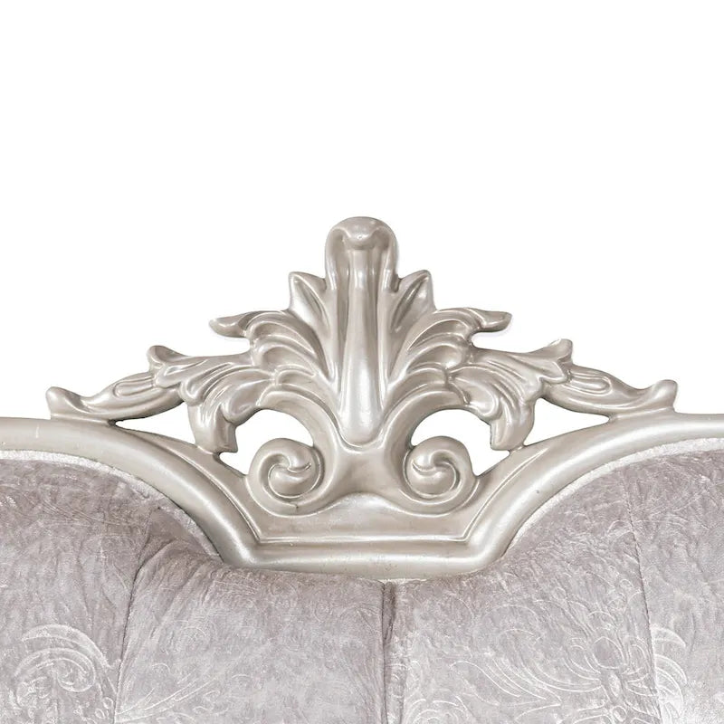 Causeuse 2 places capitonnée traditionnelle | Dossier à oreilles, accoudoirs roulés, tissu fleuri, 71 po l.