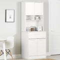 Meuble de rangement autoportant | Armoire de cuisine haute, étagères réglables, blanc