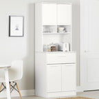 Meuble de rangement autoportant | Armoire de cuisine haute, étagères réglables, blanc