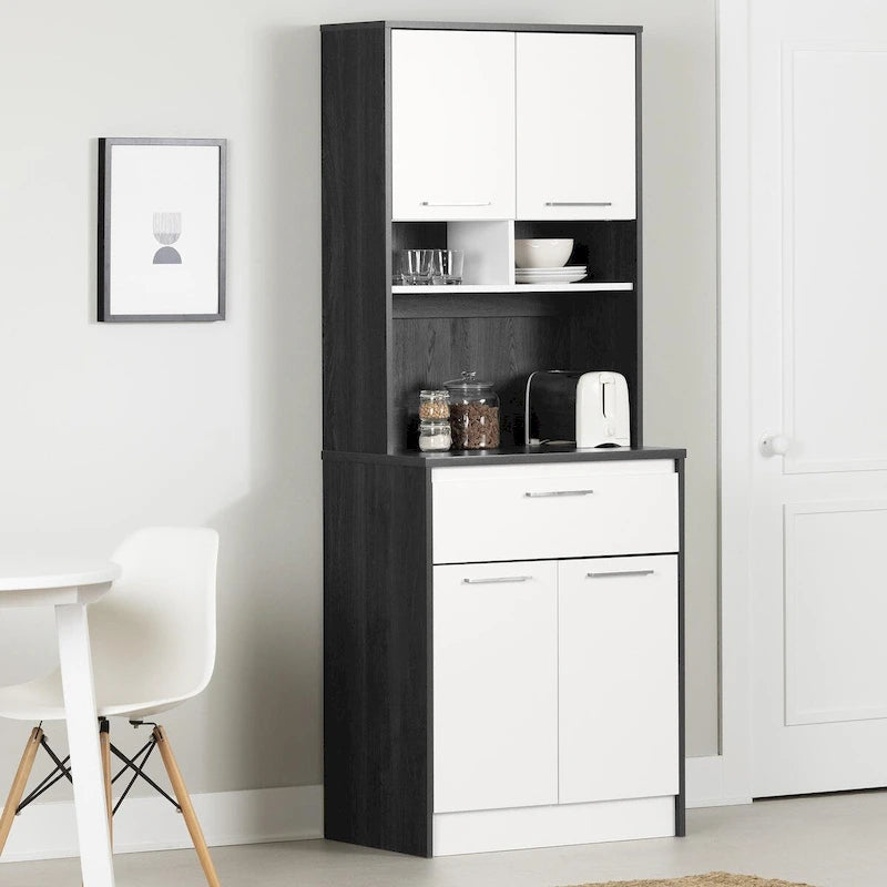 Meuble de rangement autoportant | Armoire de cuisine haute, étagères réglables, blanc