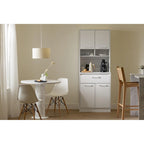 Meuble de rangement autoportant | Armoire de cuisine haute, étagères réglables, blanc