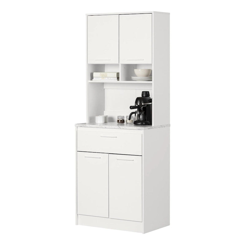 Meuble de rangement autoportant | Armoire de cuisine haute, étagères réglables, blanc