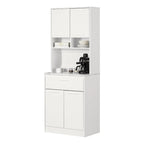 Meuble de rangement autoportant | Armoire de cuisine haute, étagères réglables, blanc