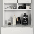 Meuble de rangement autoportant | Armoire de cuisine haute, étagères réglables, blanc