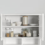 Meuble de rangement autoportant | Armoire de cuisine haute, étagères réglables, blanc