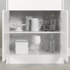 Meuble de rangement autoportant | Armoire de cuisine haute, étagères réglables, blanc