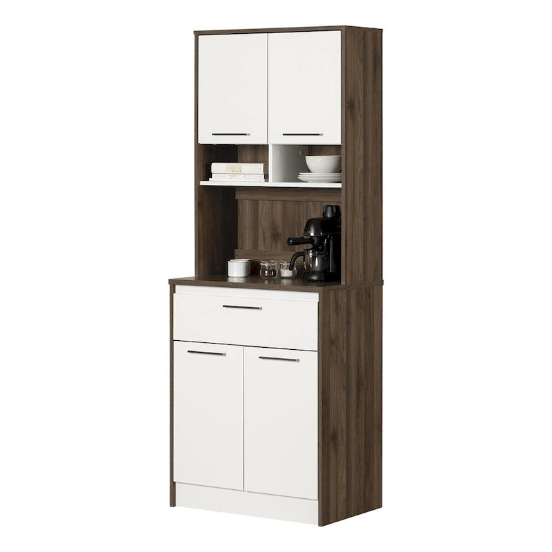 Meuble de rangement autoportant | Armoire de cuisine haute, étagères réglables, blanc