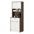 Meuble de rangement autoportant | Armoire de cuisine haute, étagères réglables, blanc